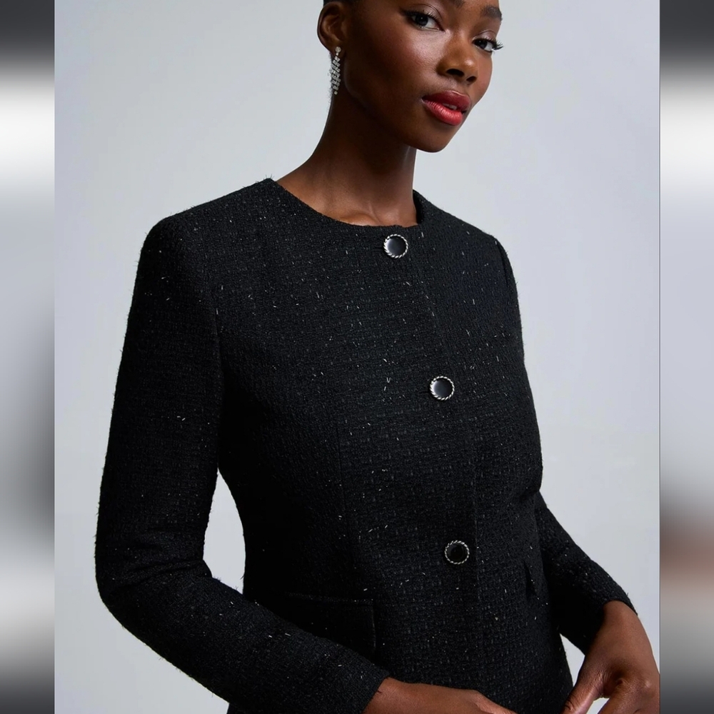 Elegant Boucle Blazer SZ M Suzy Shier, Chanel Lady Jacket Style